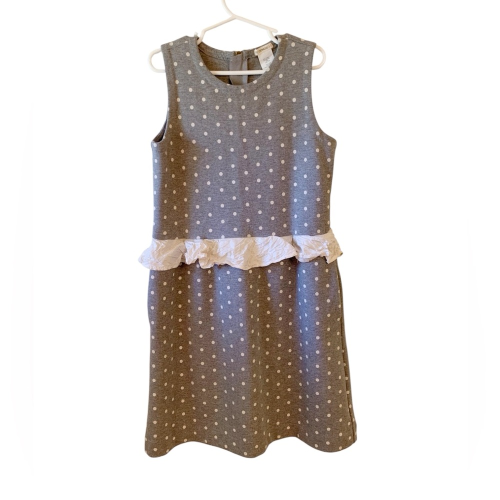 Crewcuts J Crew Gray Grey Polka Dot Girls Dress size 8